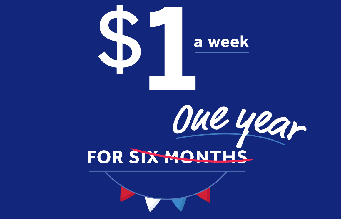 $1 a week for one years!