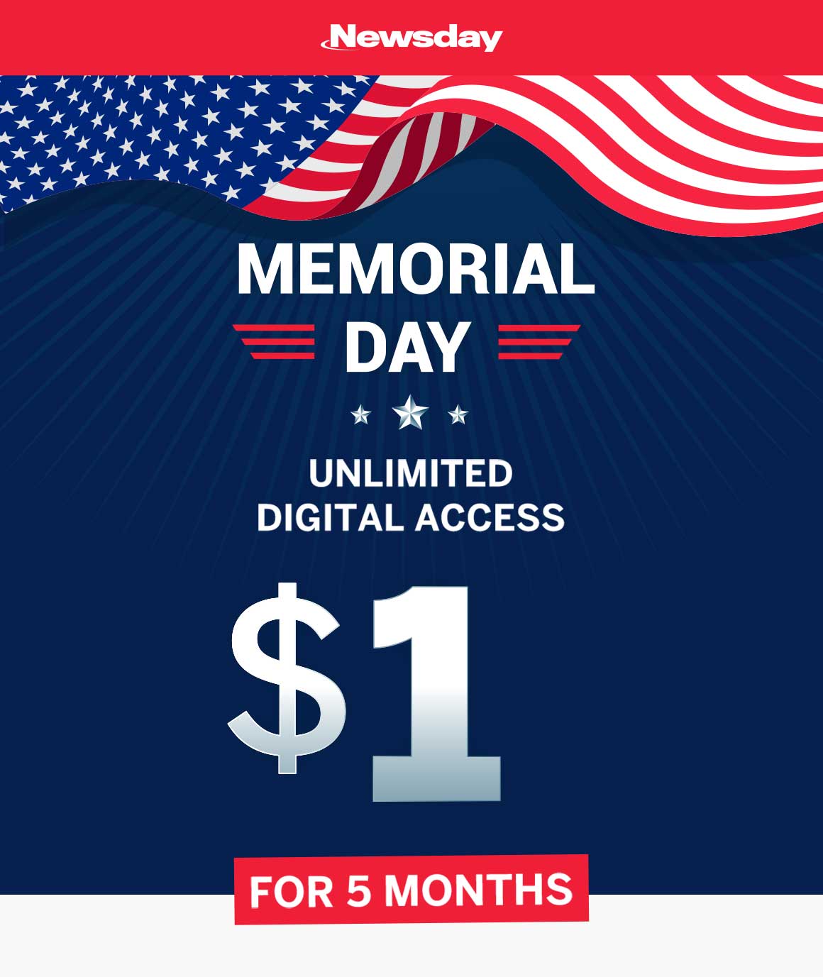 Memorial Day sale! Unlimited Digital Access at $1 for 5 months.